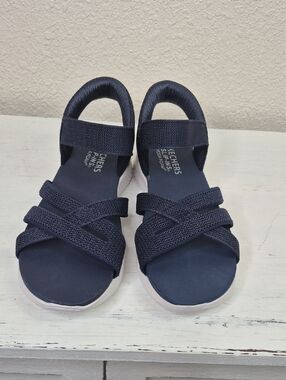 Skechers Slip-Ins Yoga Foam Hands Free Womens Sandals Size 10 Navy Blue